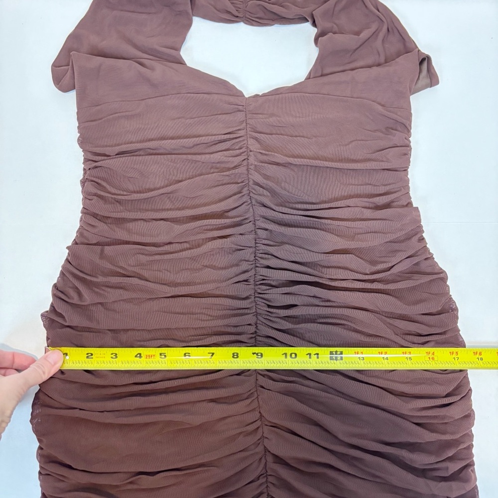 Bardot x REVOLVE Sephera Halter Mesh Midi Dress in Chocolate Size 12 - Picture 13 of 14